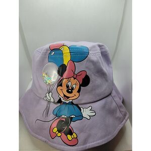 Disney Minnie Mouse Lavender Bucket Hat with Balloon Design - 3D Glitter Detail